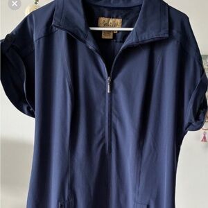 Peck & Peck stretch blue half zip shirt dress  Size Large